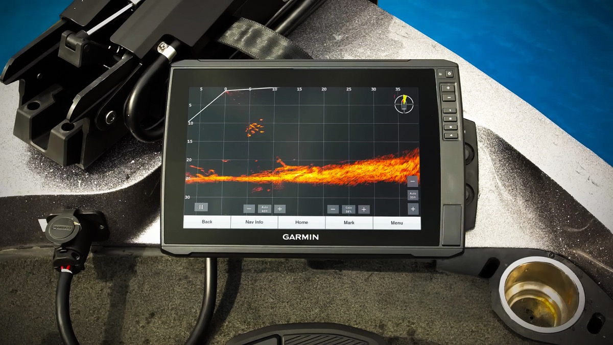 Garmin Panoptix LiveScope sonar in the boat
