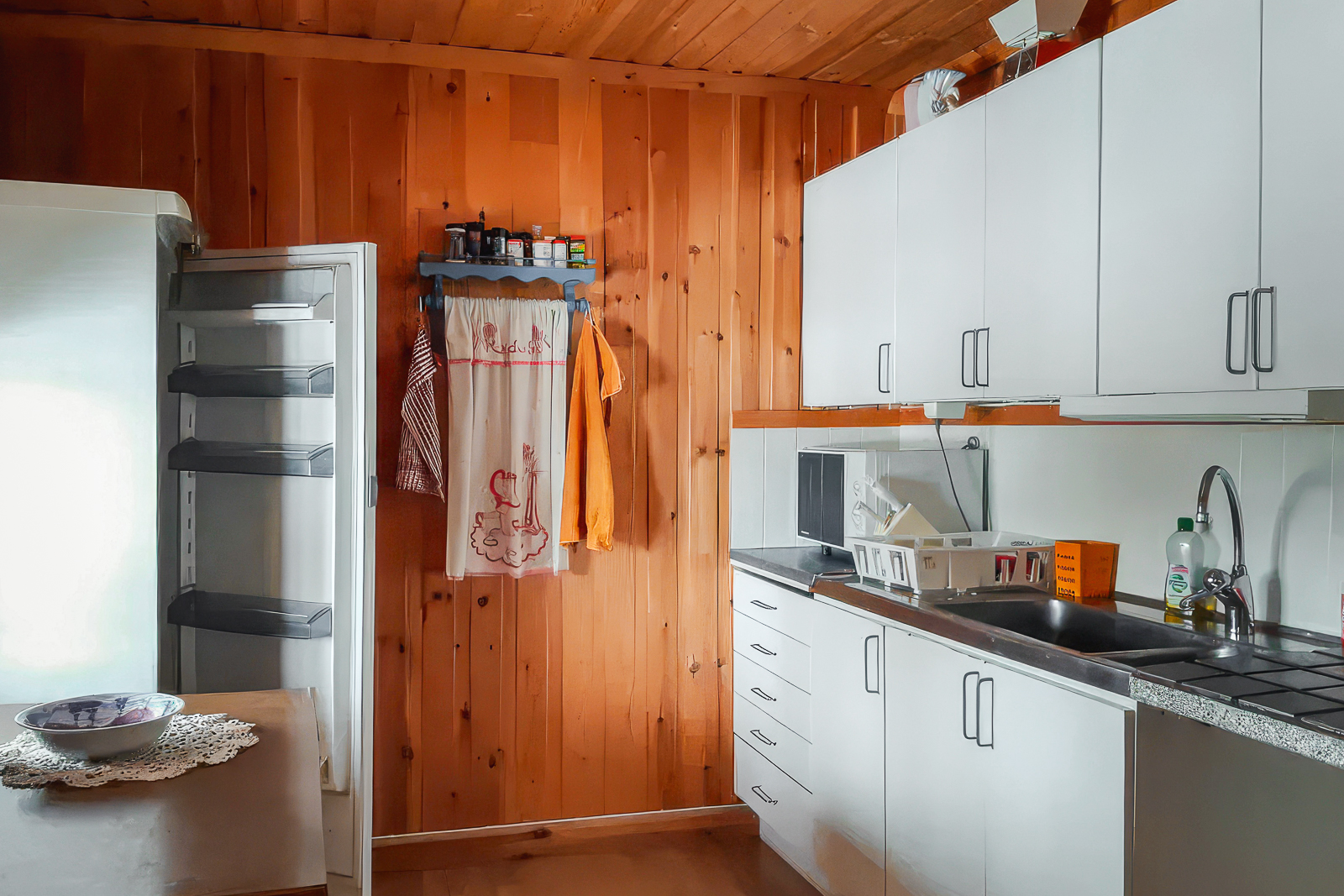 Fully equipped cabin kitchen