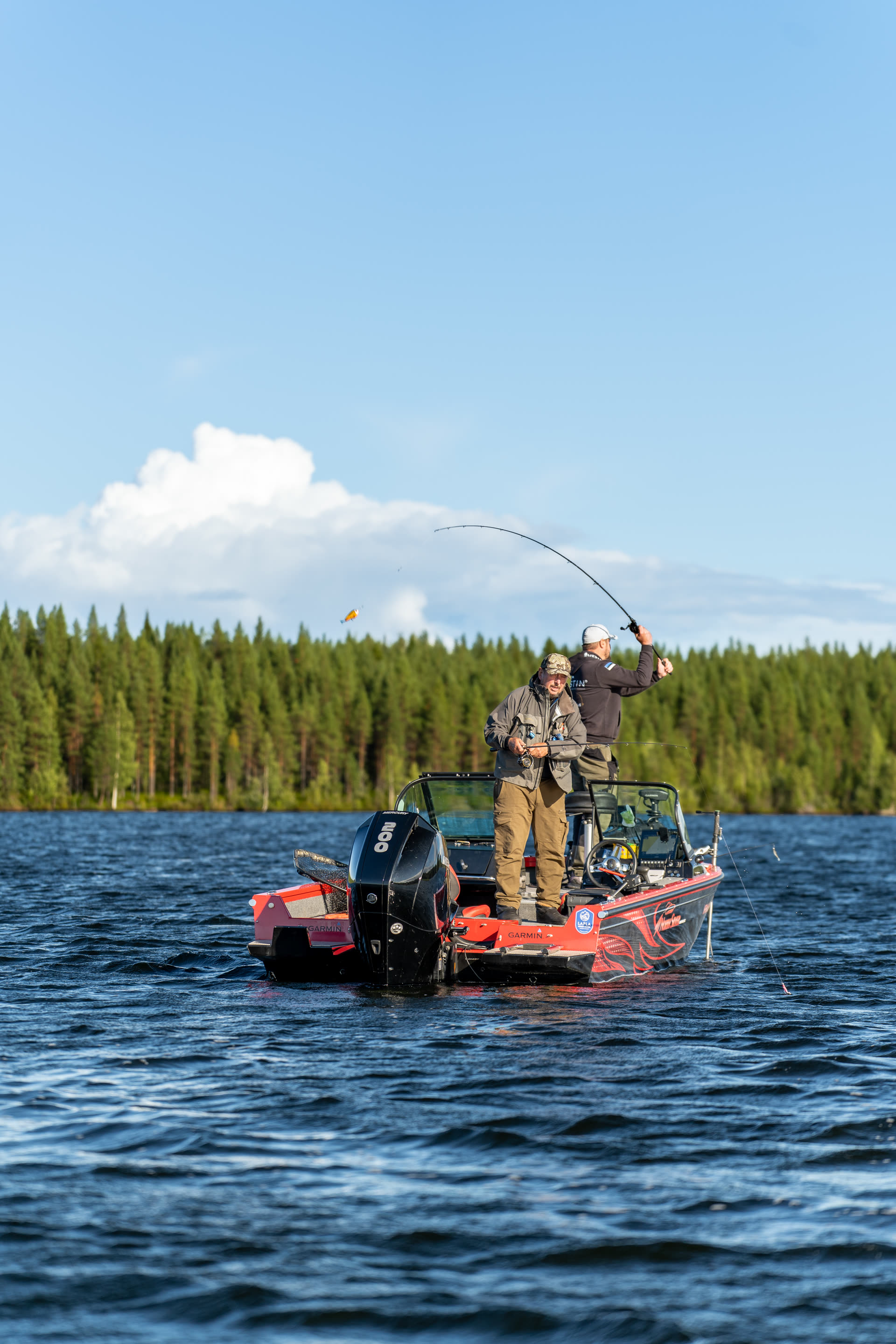 Boat spin fishing Swedish Lapland